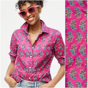 J. Crew Pink Floral Button-Down Shirt